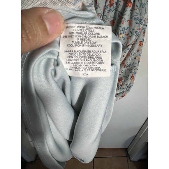 Luxology Floral Mesh Midi Dress Large Smocked Bodice Flutter Sleeve Cottagecore - Picture 6 of 10